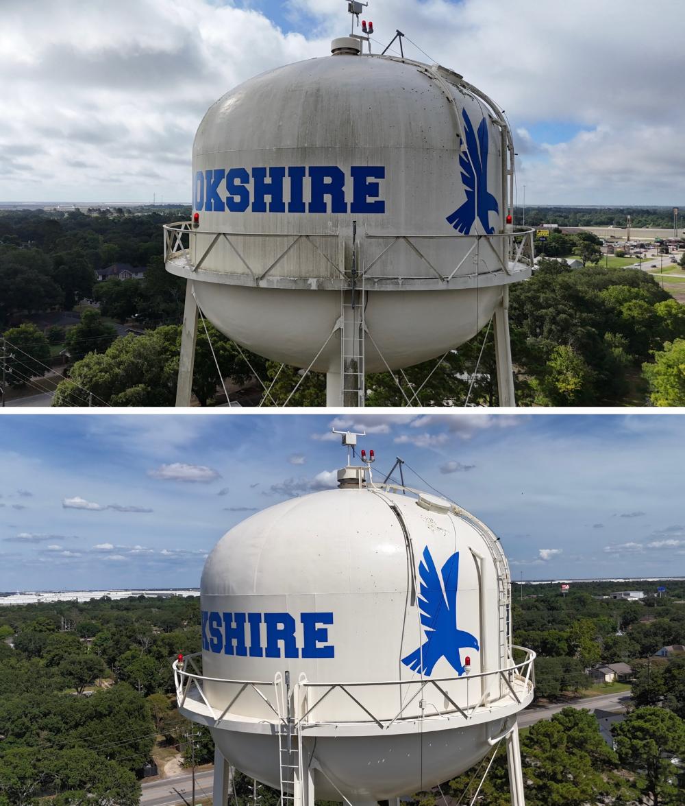 Water Tower Cleaning In Brookshire, TX By Apellix Drone
